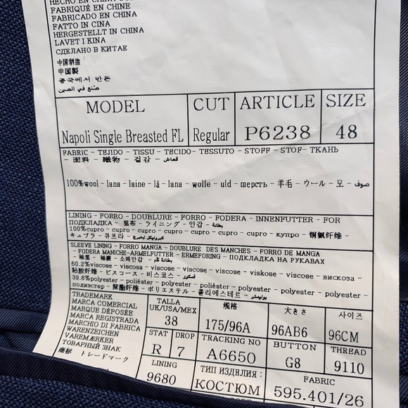 SUITSUPPLY Suit Mens 38R 33x29.5" Brescia Napoli Single Breasted Pure Wool Blue - Picture 15 of 16